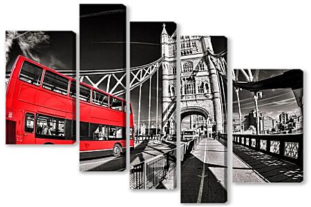 Модульная картина - Красный автобус, Лондон.
