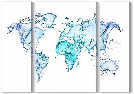 Модульная картина - Карта мира из воды