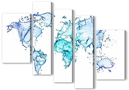 Модульная картина - Карта мира из воды