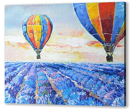 Картина маслом - Воздушные шары над полем