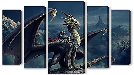 Модульная картина - Рыцарь на драконе