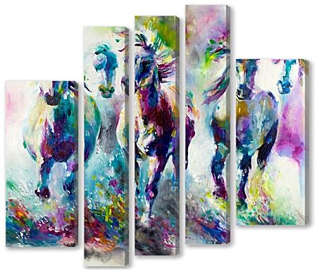 Модульная картина - Табун лошадей