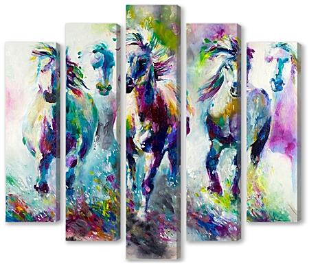 Модульная картина - Табун лошадей