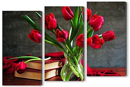 Модульная картина - Тюльпаны в графине