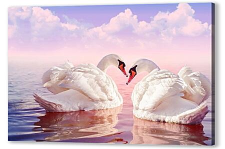 Картина маслом - Лебеди на воде