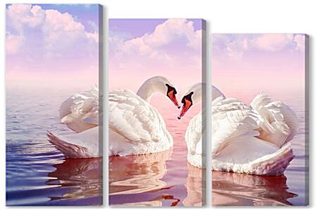 Модульная картина - Лебеди на воде