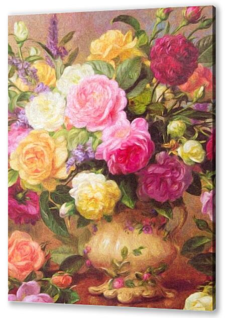 Постер (плакат) - Пионы и розы в вазе
