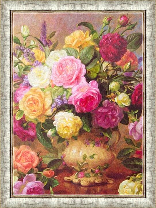Картина - Пионы и розы в вазе