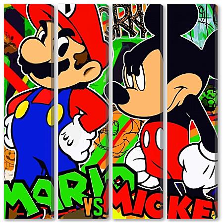 Модульная картина - Марио и Микки. Поп-арт