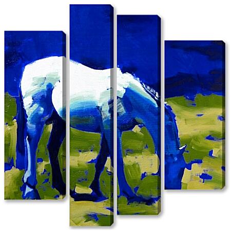 Модульная картина - Синяя лошадь