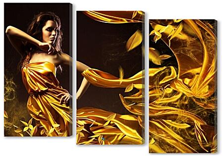 Модульная картина - Девушка в желтом платье
