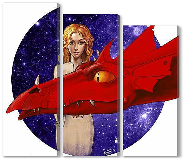 Модульная картина - Девочка и Дракон