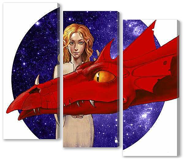Модульная картина - Девочка и Дракон