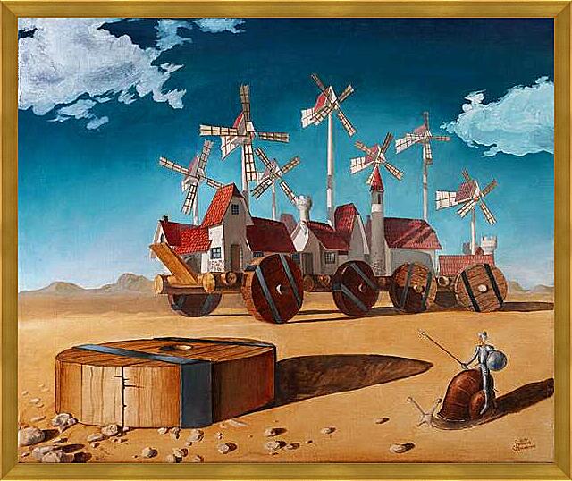 Картина - Дон Кихот и город Ветряных мельниц