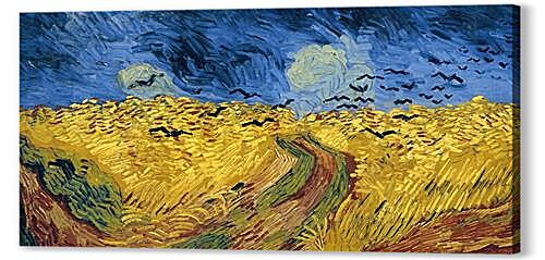 Wheat field with crows
