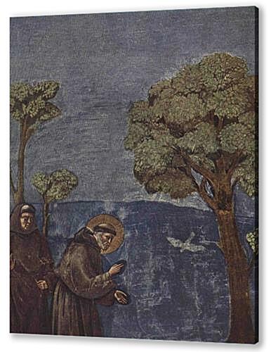 Картина маслом - Saint Franciss sermon to birds. Fragment.
