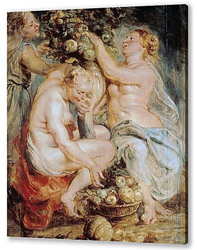 Постер (плакат) - Ceres and Two Nymphs with a Cornucopia