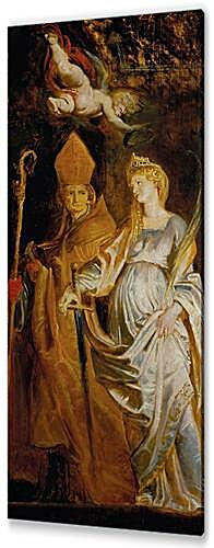 Постер (плакат) - Altarpiece of Raising of Cross (Outer Wing Staints Catherine of Alexandria and Eligius)	
