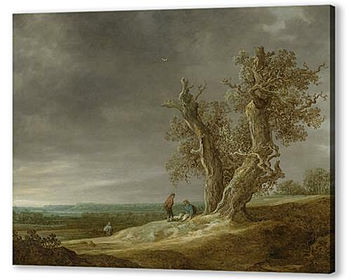 Картина маслом - Landscape with two oaks
