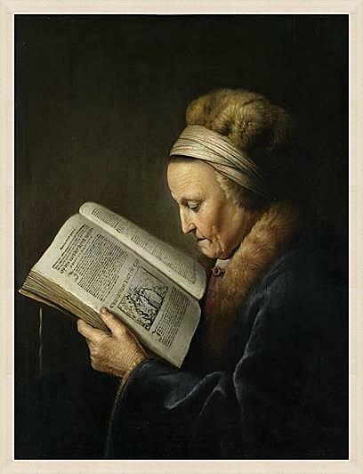 Картина - Oude vrouw lezend in een lectionarium	
