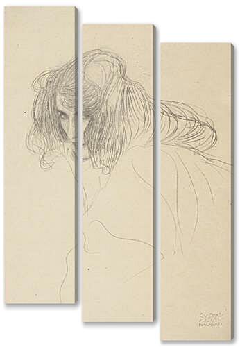 Модульная картина - Study of a womans head in Drieviertelprofil (Study for adultery in the Beethoven frieze) 1902	
