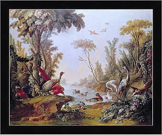 Картина - Lake with geese, storks, parrots and herons from the Salon of Gilles Demarteau

