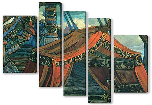 Модульная картина - Корабль Тристана (декорация Тристан и Изольда), Николай Рерих
