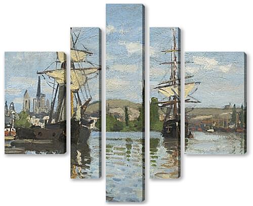 Модульная картина - Ships Sailing on the Seine at Rouen, 1872	
