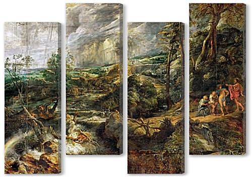 Модульная картина - Stormy Landscape with Philemon and Baucis	
