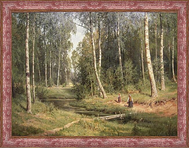 Картина - Ручей в березовом лесу