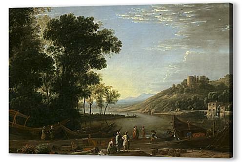 Картина маслом - Landscape with merchants
