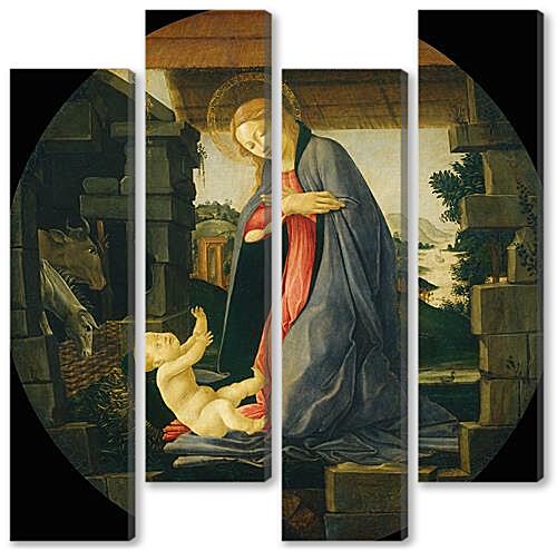 Модульная картина - The Virgin Adoring the Child	
