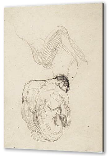 Постер (плакат) - Detailstudie eines sich umarmenden Paares, sitzender mannlicher Ruckenakt