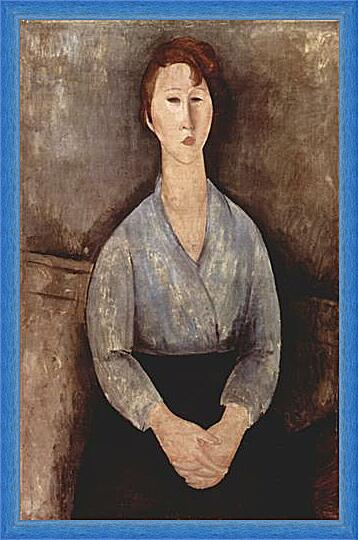 Картина - Sitzende Frau mit blauer Bluse	
