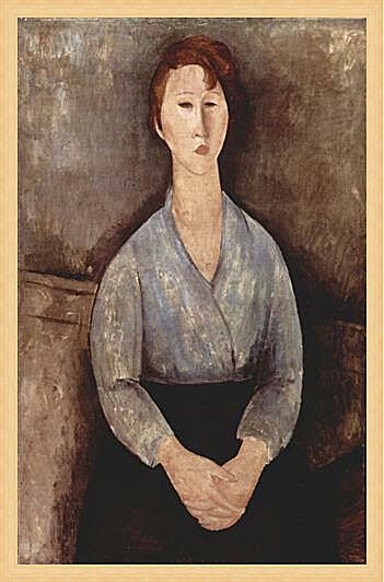 Картина - Sitzende Frau mit blauer Bluse	
