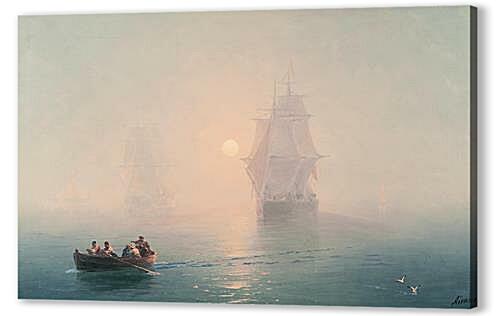 Картина маслом - Военный Корабль	
