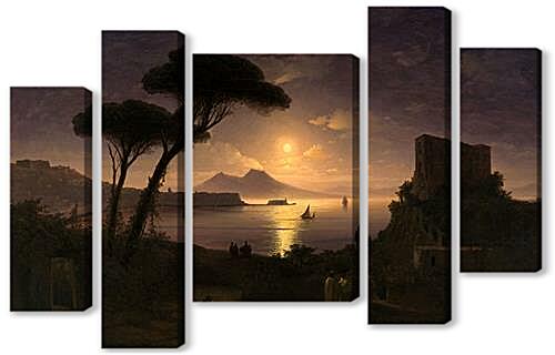Модульная картина - Неаполитанский залив в лунную ночь	
