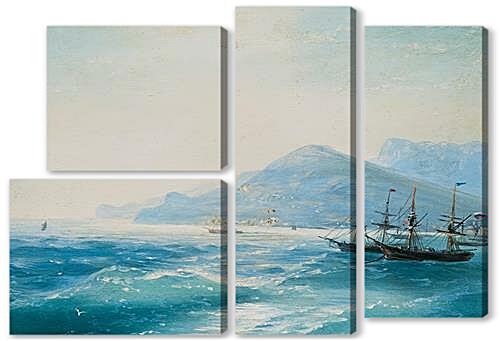 Модульная картина - Корабли недалеко от побережья 1886	
