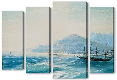 Модульная картина - Корабли недалеко от побережья 1886	
