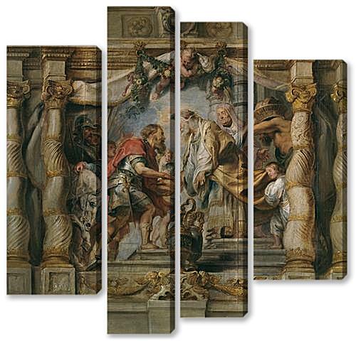 Модульная картина - Abraham ofrece el diezmo a Melquisedec	
