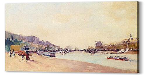 Постер (плакат) - Paris, the Seine and the Pont des Saint-Peres, with the Louvre
