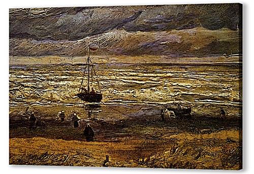 Картина маслом - seascape with fishing boat
