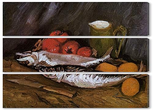 Модульная картина - Still Life with fish and tomatoes
