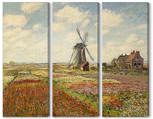 Модульная картина - Fields of Tulip With The Rijnsburg Windmill	
