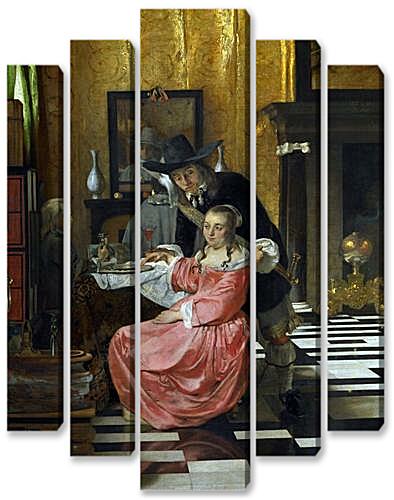 Модульная картина - An Interior, with a Woman refusing a Glass of Wine

