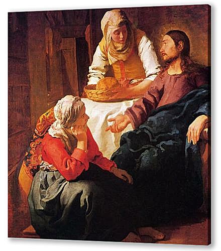 Постер (плакат) - Христос в доме Марии и Марфы (1665).
