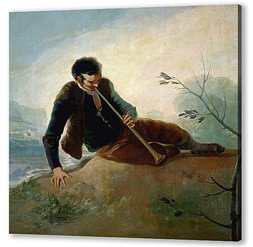 Картина маслом - Shepherd plaing a Dulzaina
