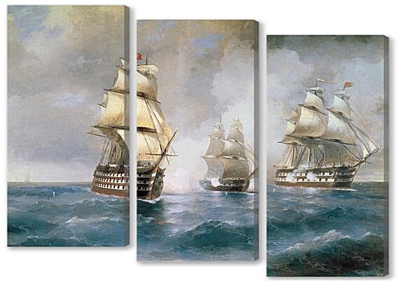 Модульная картина - Бриг «Меркурий», атакованный двумя турецкими кораблями