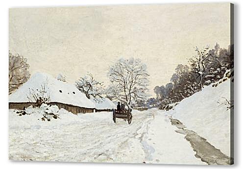 Картина маслом - A Cart on the Snowy Road at Honfleu	

