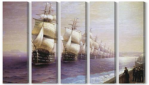Модульная картина - Парад Черноморского флота в 1849 г.	
